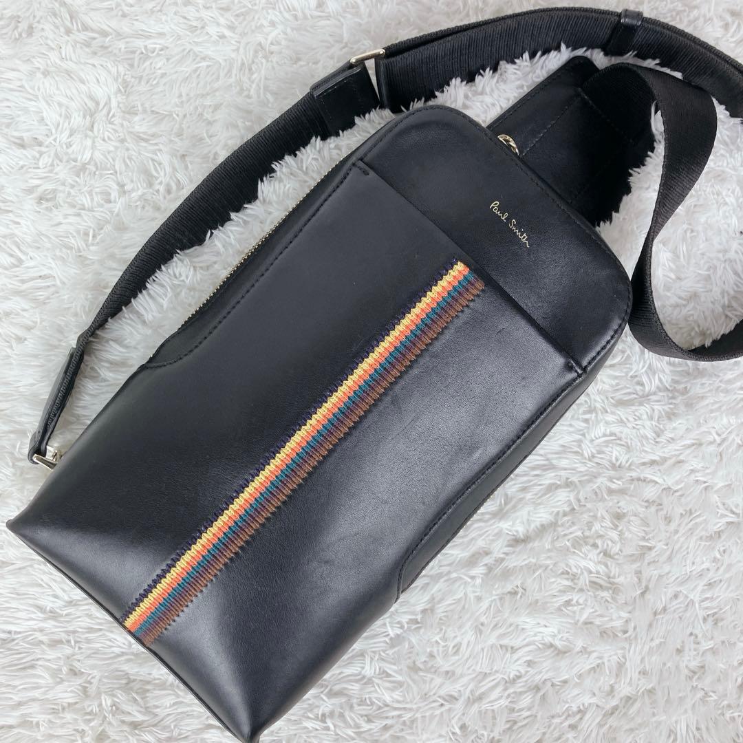 ✨美品✨ポールスミス ボディバッグ エンブロイストライプ柄 レザー ショルダー