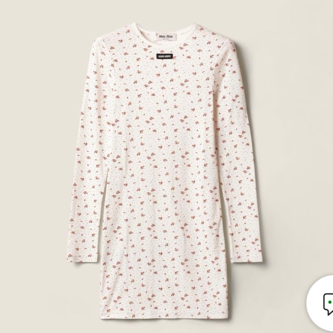 ミュウミュウ MIUMIU 国内購入　新作リブ編み ジャージー ドレス　ホリデー