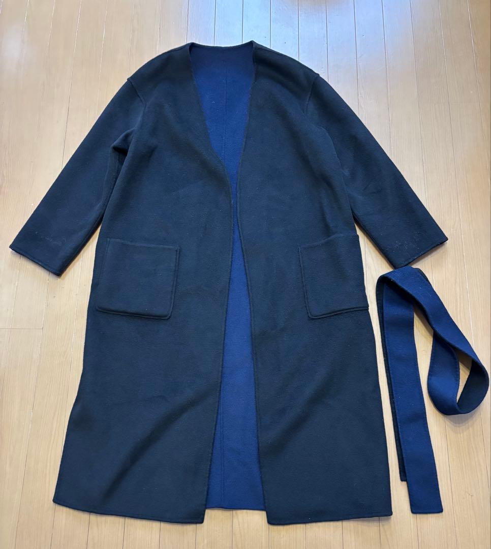 定価約65000円　フレームワーク　リバーシブルロングコート　黒×紺