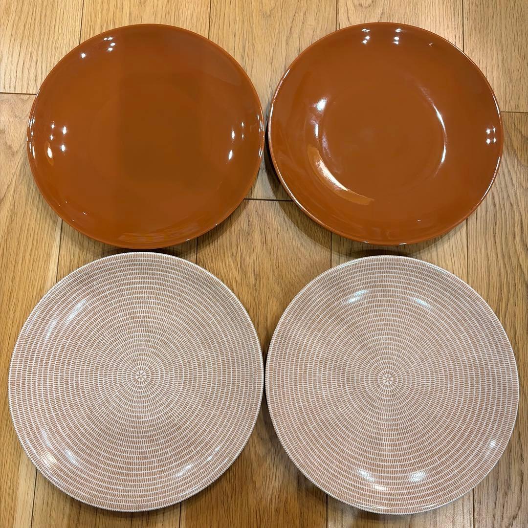 アラビア　プレート　4枚セット ブラウン ベージュ