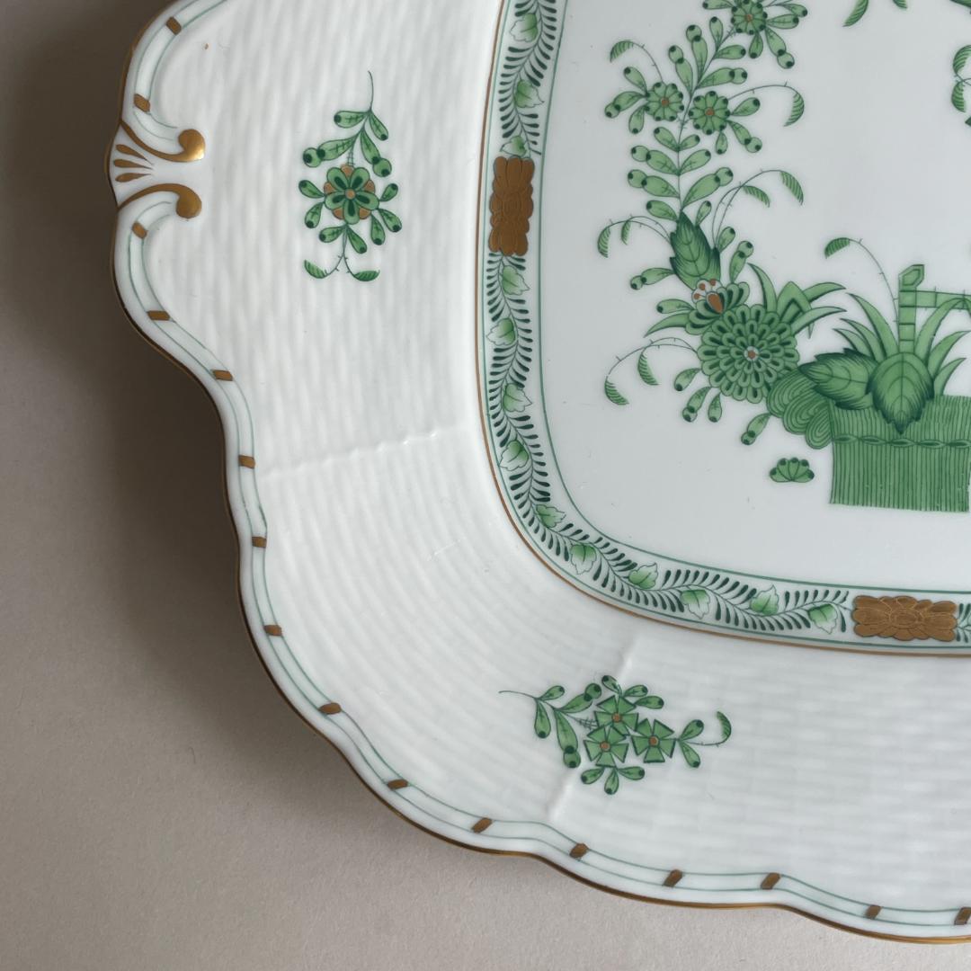 ヘレンド インドの華 スクエアプレート 耳付き