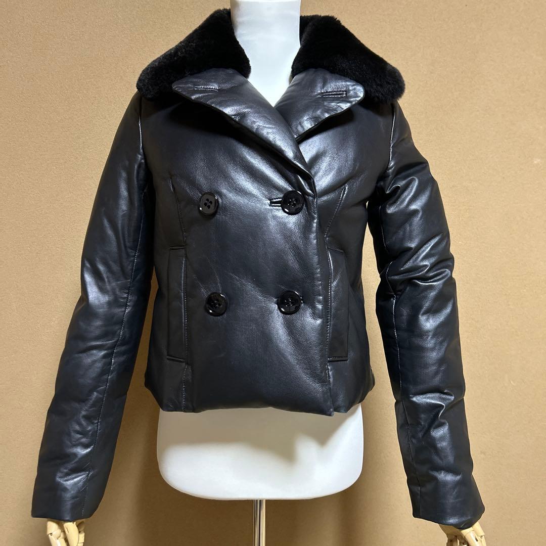 theory セオリー 2 レザーダウンジャケット 羊革 短丈 ラビットファー
