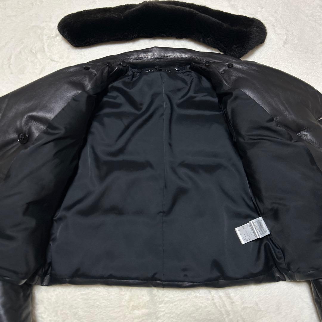 theory セオリー 2 レザーダウンジャケット 羊革 短丈 ラビットファー