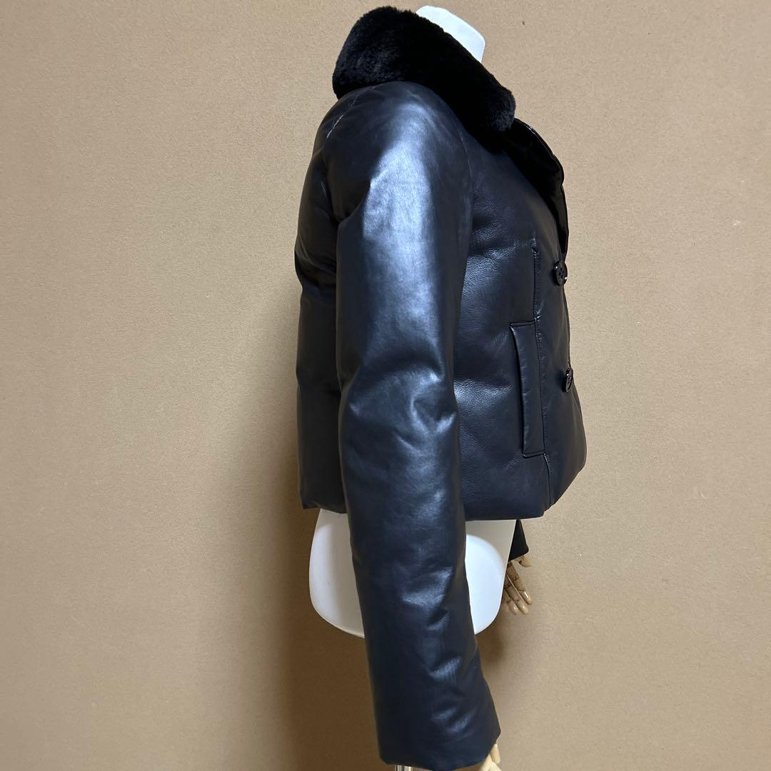 theory セオリー 2 レザーダウンジャケット 羊革 短丈 ラビットファー