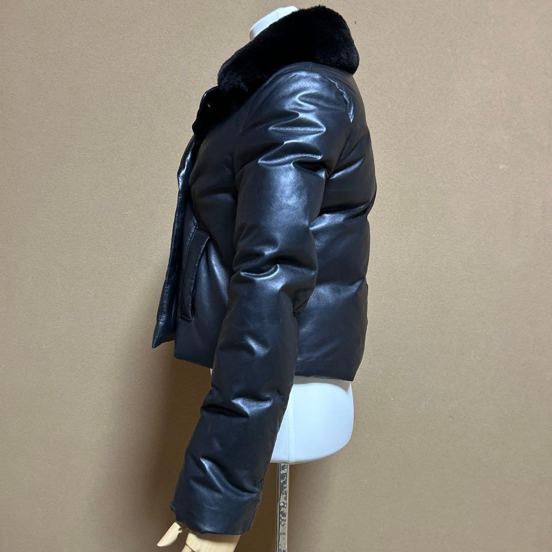 theory セオリー 2 レザーダウンジャケット 羊革 短丈 ラビットファー
