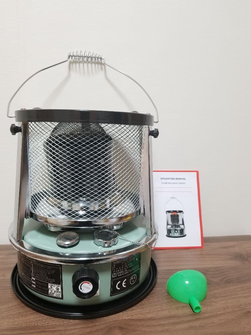 ストーブヒーター 緑色 メッシュカバー付き