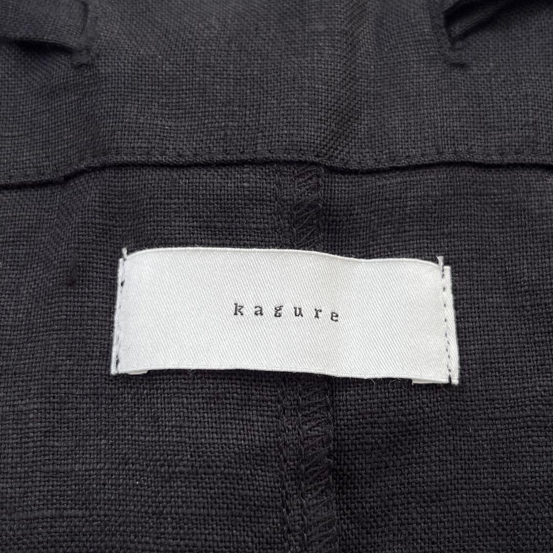 【25ss】かぐれ リネンサロペット【F】黒 後ろリボン 麻100%