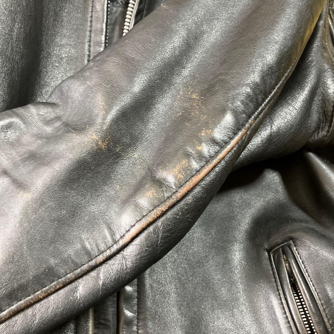 schott サイズ36茶芯 ブラックレザーシングルライダースジャケット