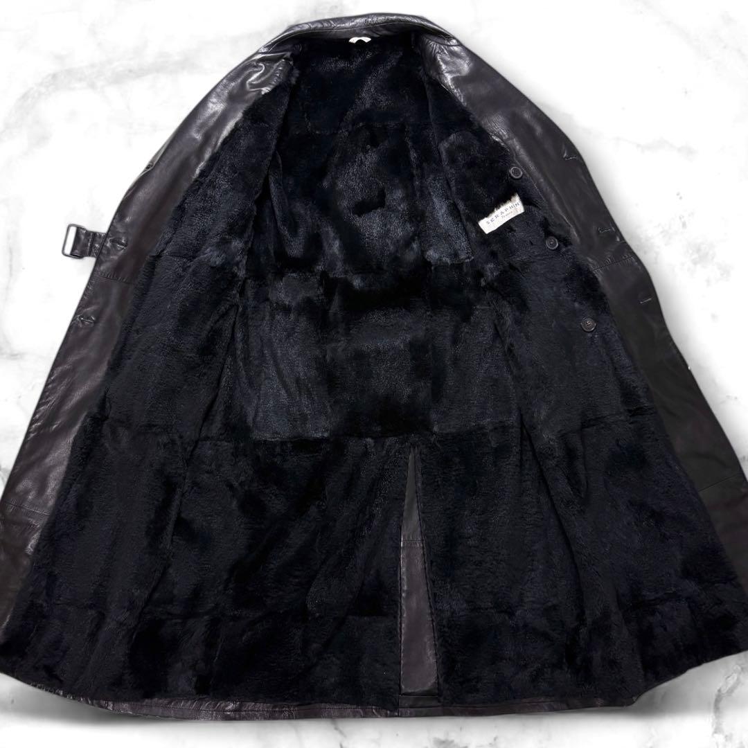 【最高級品】SERAPHIN レザートレンチコート 裏地リアルファー XL相当