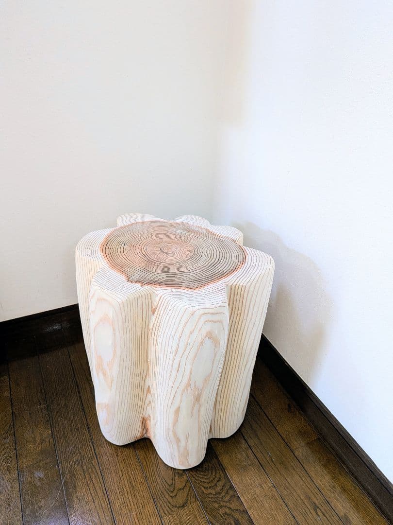 丸太スツール　丸太サイドテーブル　スギ　フリル