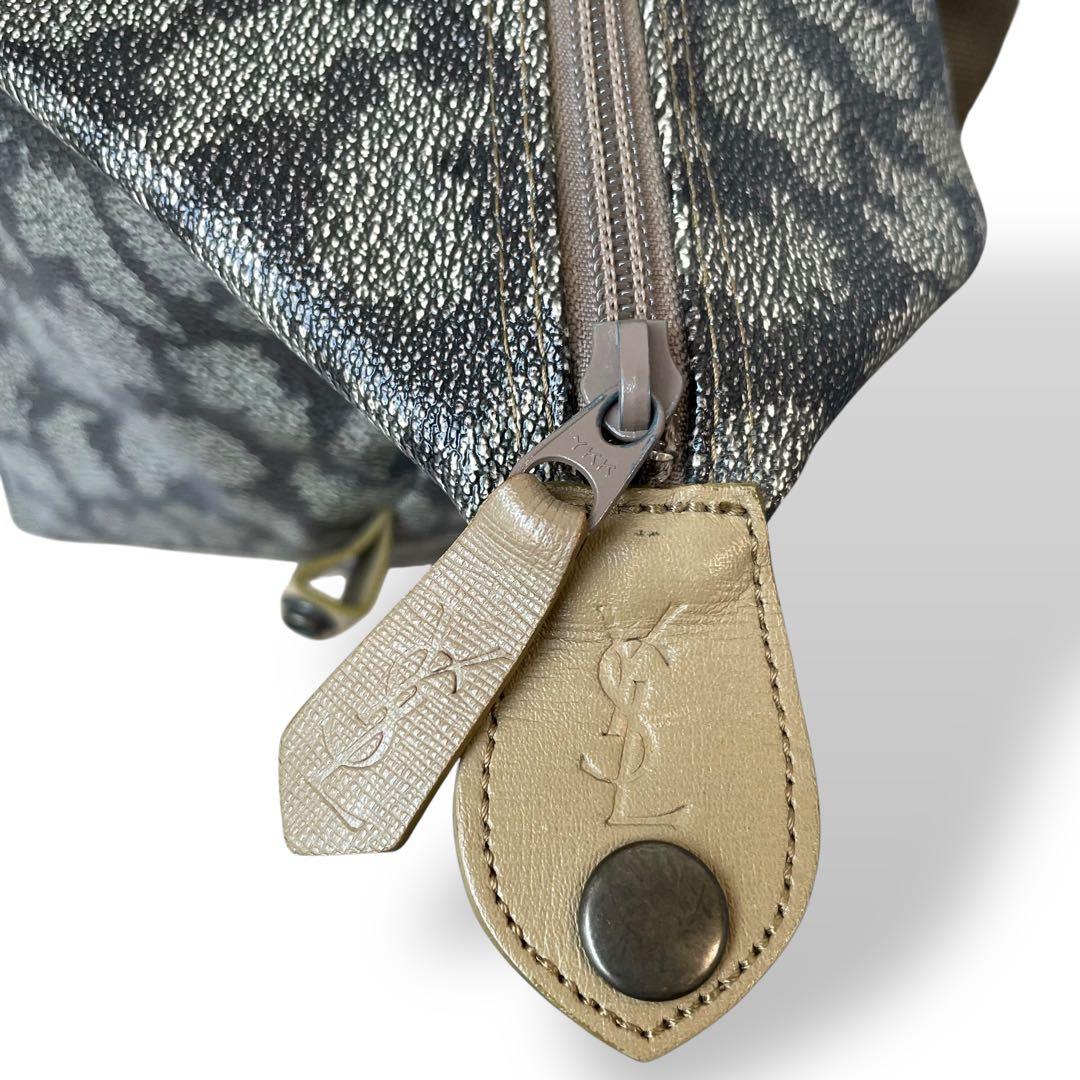 希少 YSL イヴサンローラン☆ジラフ柄 PVC ヴィンテージ ボストンバッグ