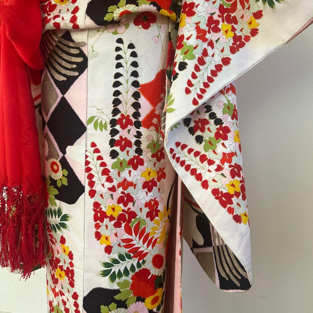 7歳七五三　十三詣り　身丈140cm アンティーク正絹着物、帯、小物セット