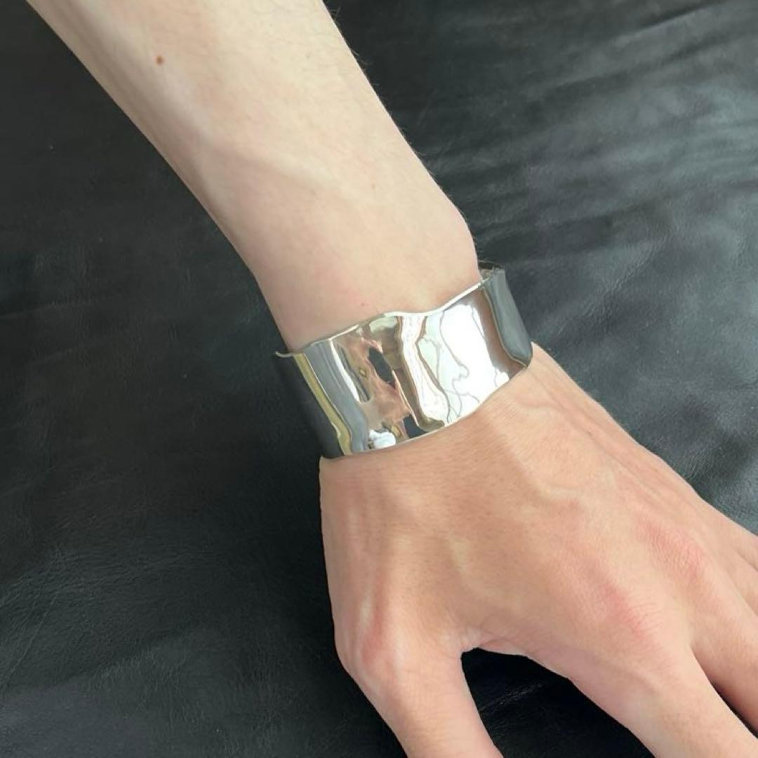 フランス　スターリング　シルバー　バングル　カフ　ブレスレット　ヴィンテージ　X