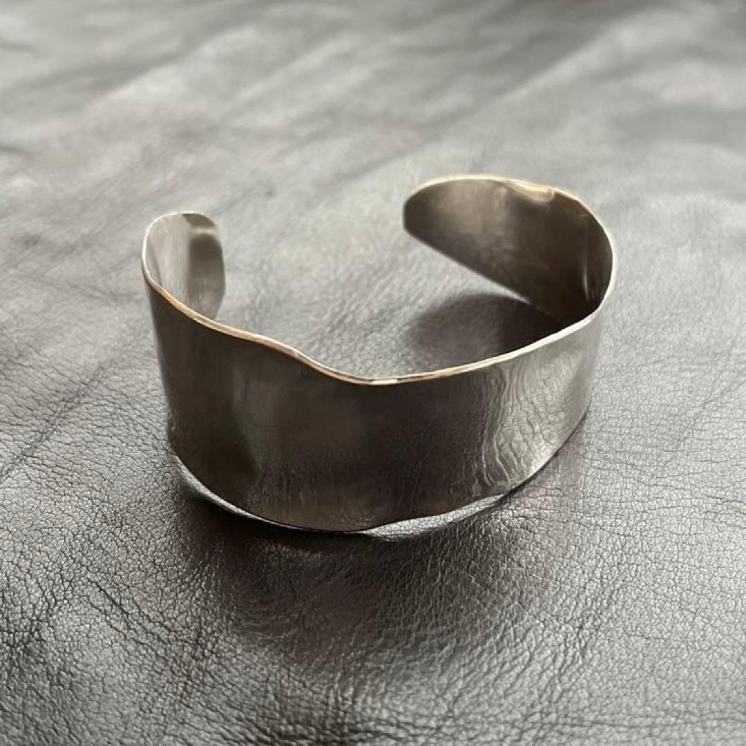 フランス　スターリング　シルバー　バングル　カフ　ブレスレット　ヴィンテージ　X