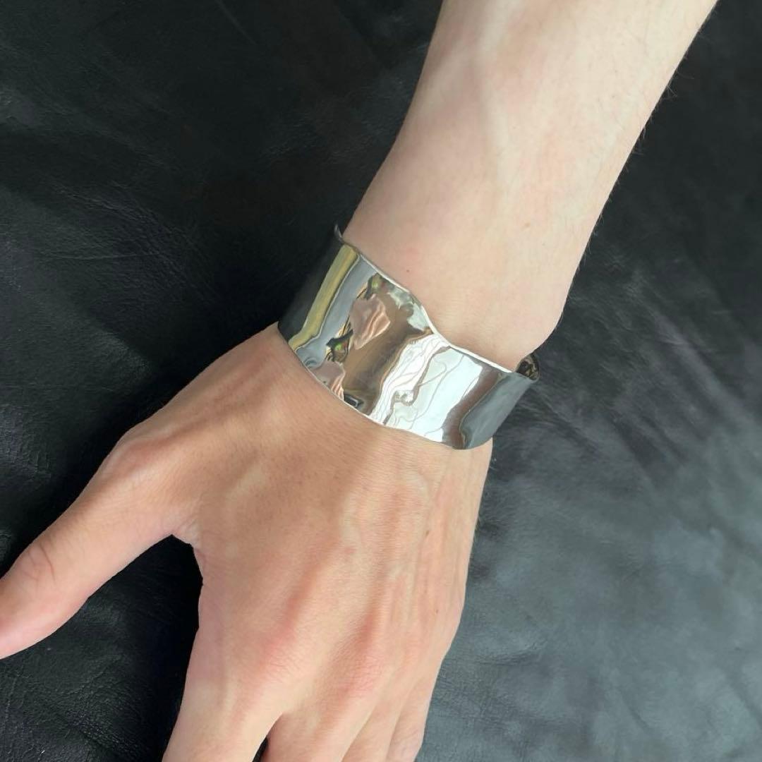 フランス　スターリング　シルバー　バングル　カフ　ブレスレット　ヴィンテージ　X