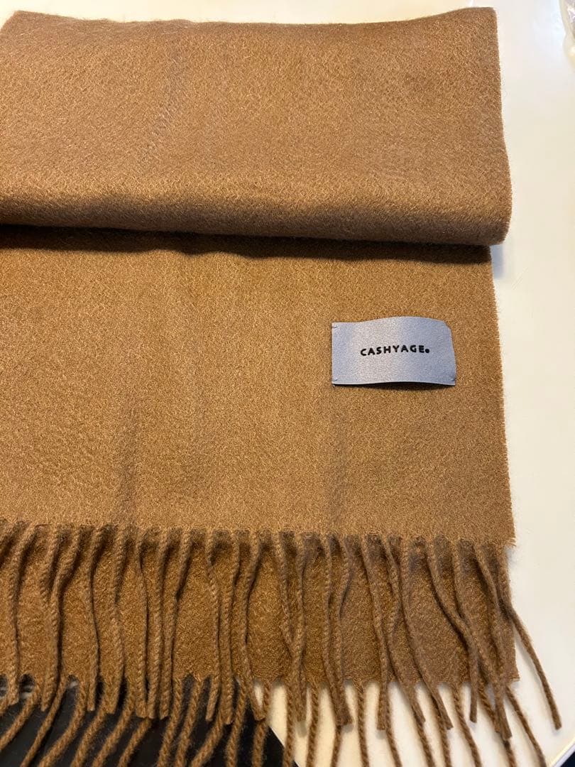 美品✨CASHYAGE. ブラウン カシミヤマフラー フリンジ付き　日本製