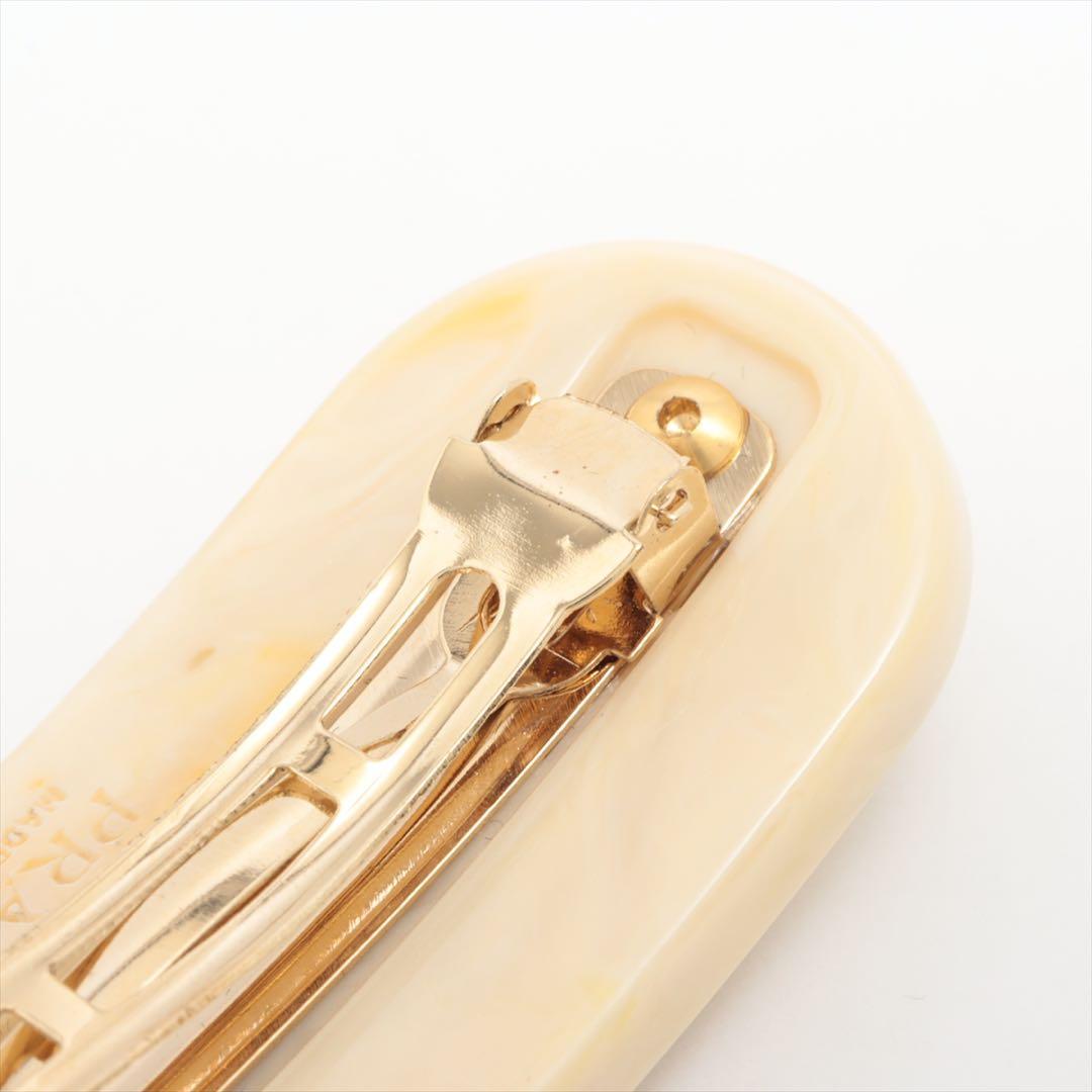 PRADA プレックス　ヘアバレッタ　ベージュ　ビジュー　プラダ　ヘアクリップ