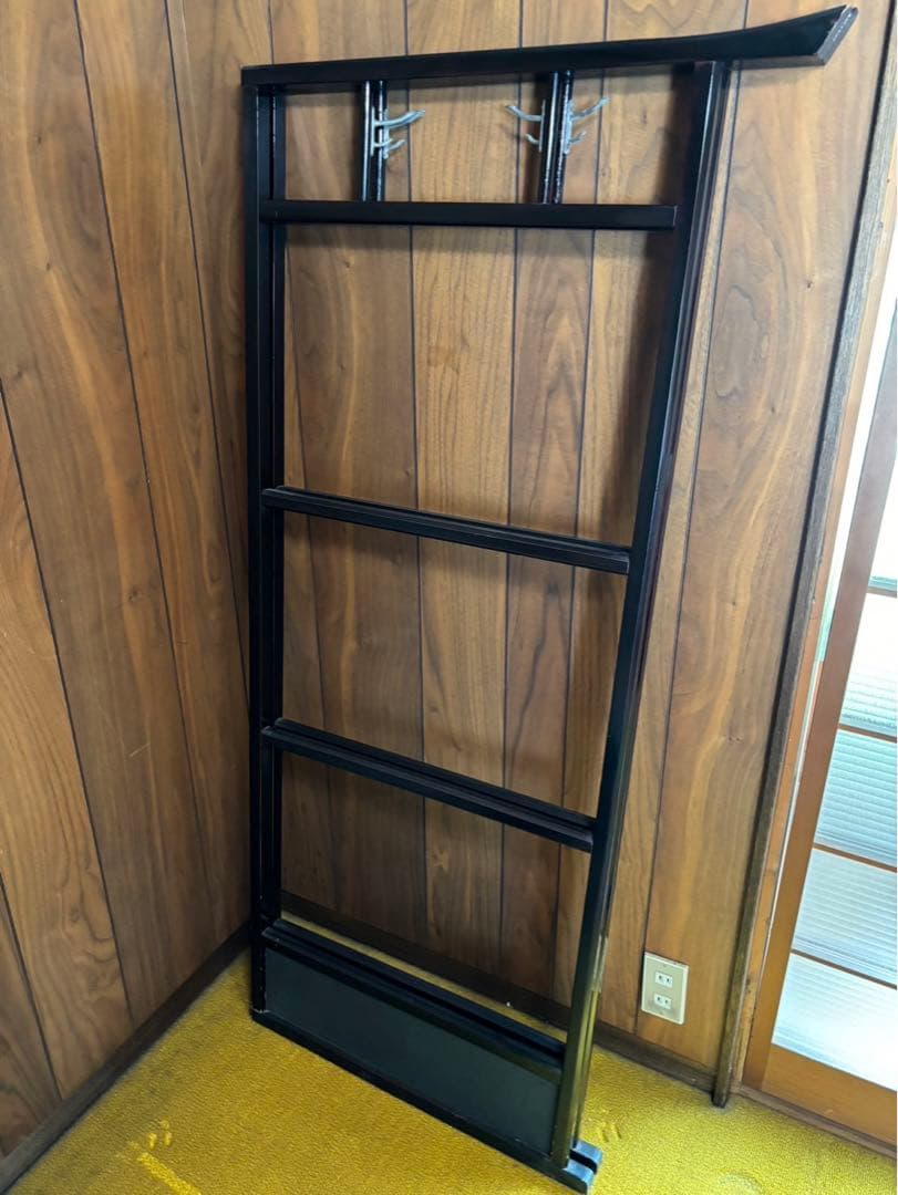 衣桁衣紋掛け　木製鶴柄入り　昭和レトロ　アンティーク