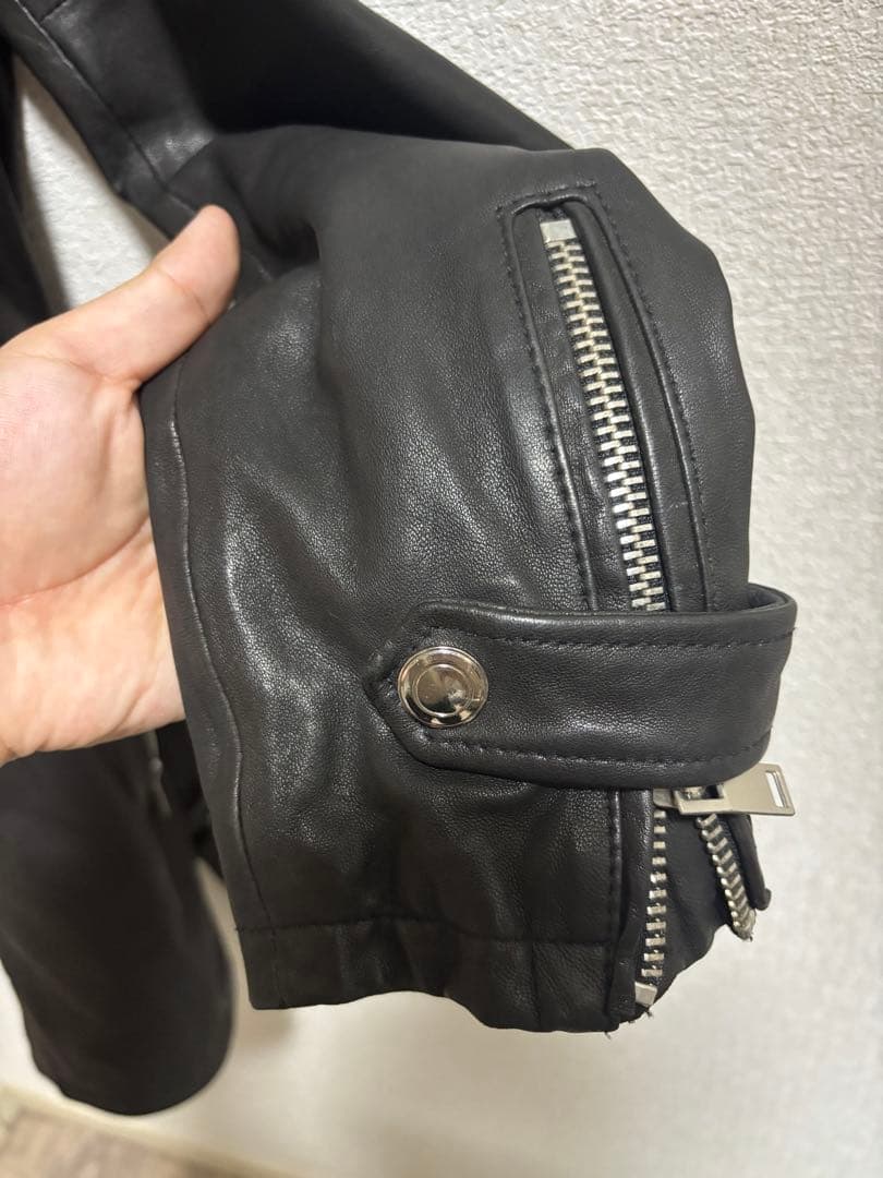AVIREX ラムレザー ロングライダースジャケット ブラック 本革 羊革