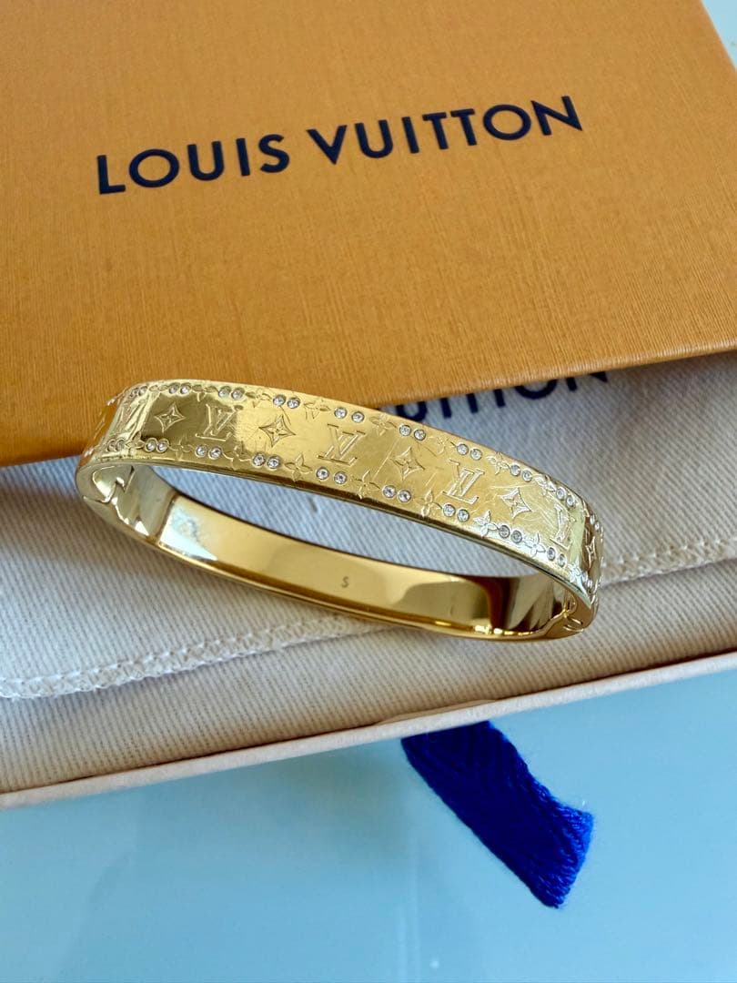 ルイヴィトン リジッド ナノグラム ストラス ブレスレット ゴールド バングル
