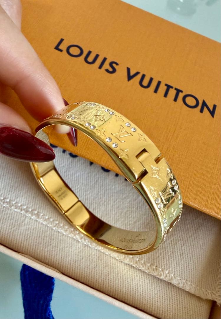 ルイヴィトン リジッド ナノグラム ストラス ブレスレット ゴールド バングル