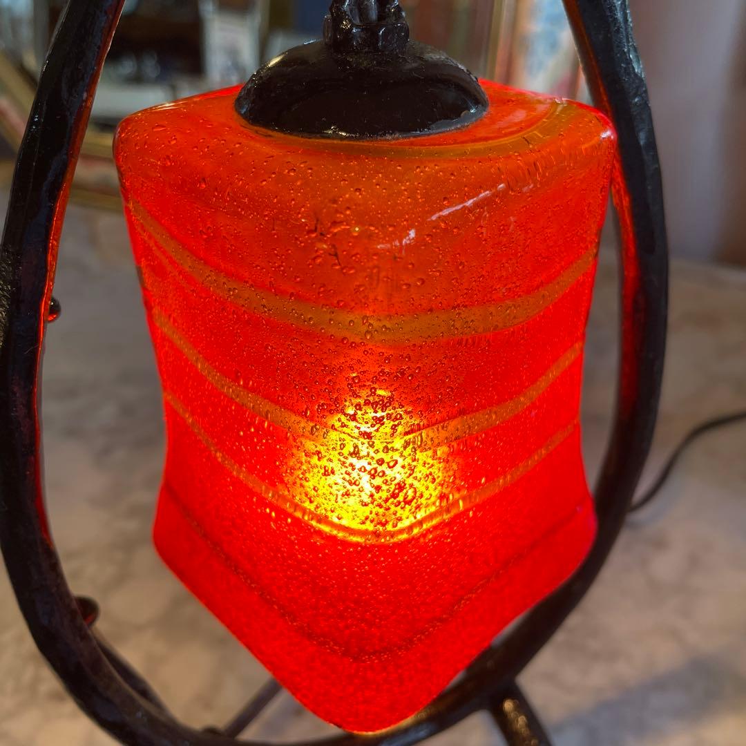 値下げ‼︎ 沖縄・琉球泡ガラス、吊り下げ型赤ランプ