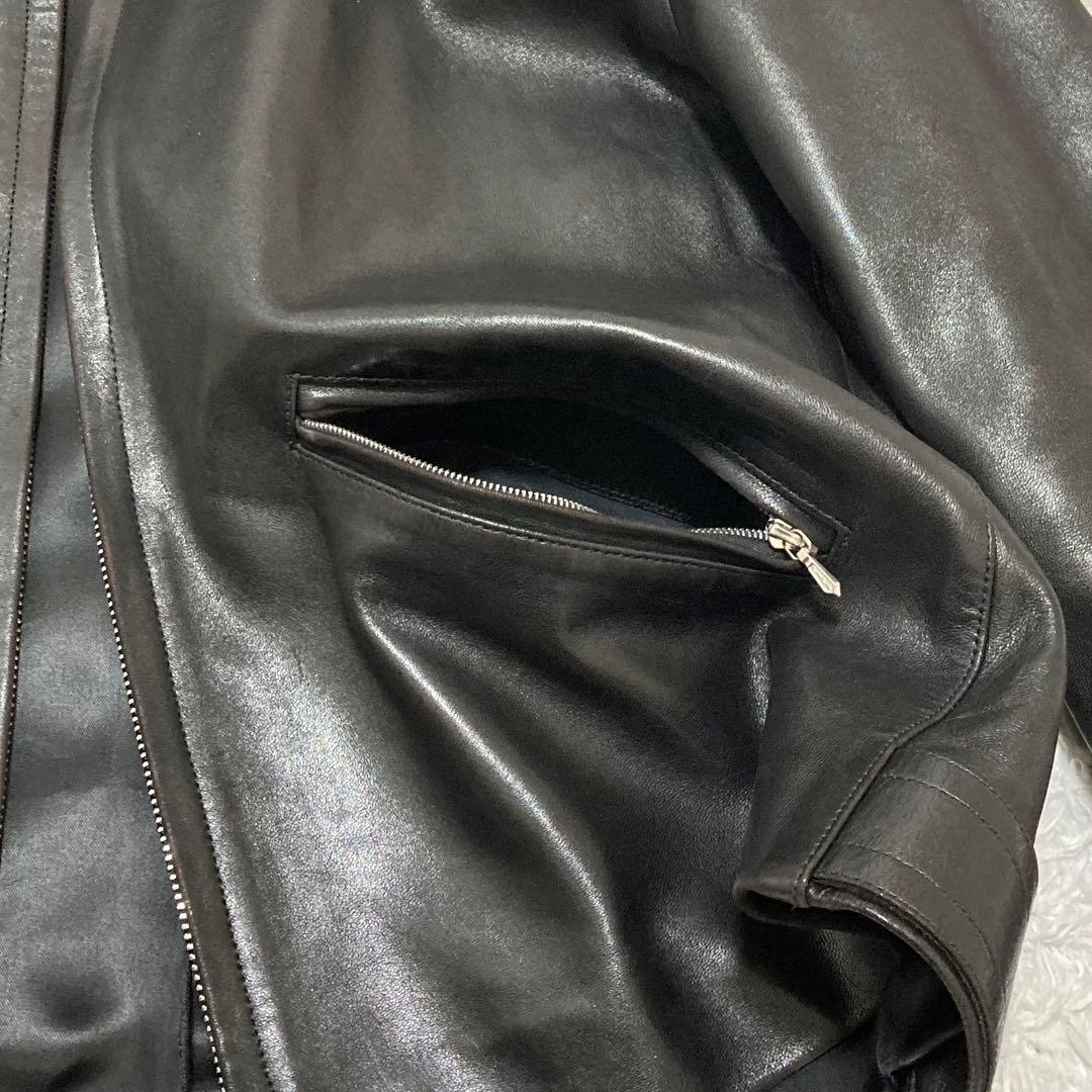 アニエスベー スペシャル ラムレザージャケット ブラック シングル 38