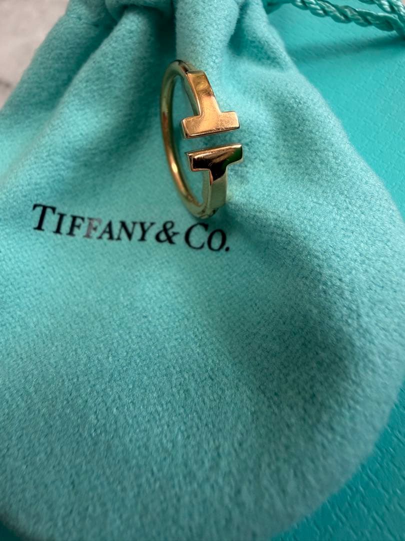 Tiffany T ワイヤーリング　ローズゴールド　K18 9号