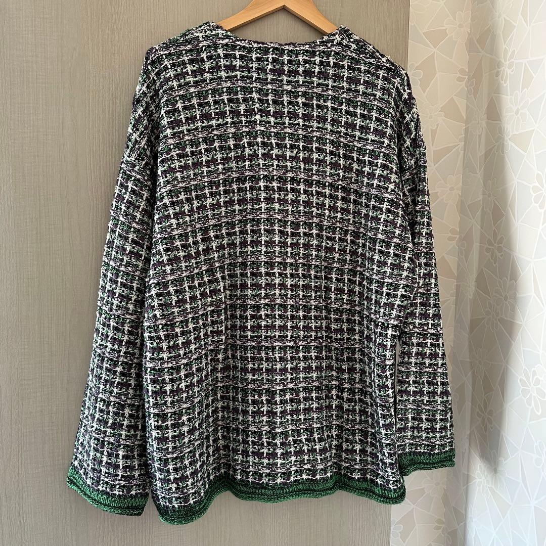 メゾンスペシャル　ツイードカーディガン　緑