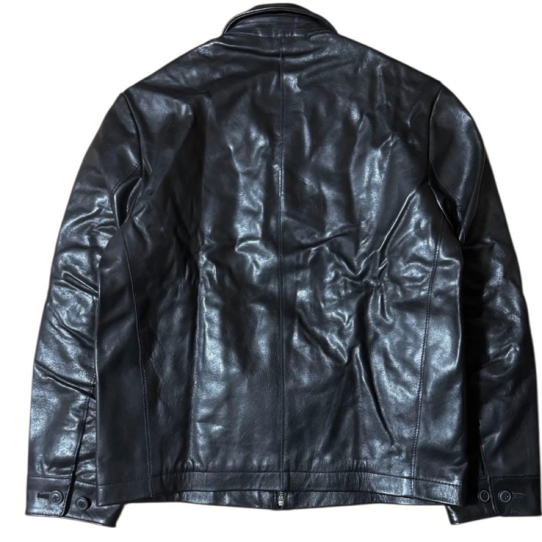 OLD GAP 00s 襟付き 本革 レザージャケット 短丈 ブラック Sサイズ