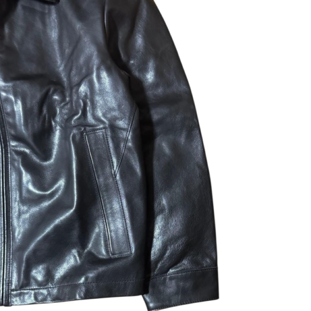 OLD GAP 00s 襟付き 本革 レザージャケット 短丈 ブラック Sサイズ
