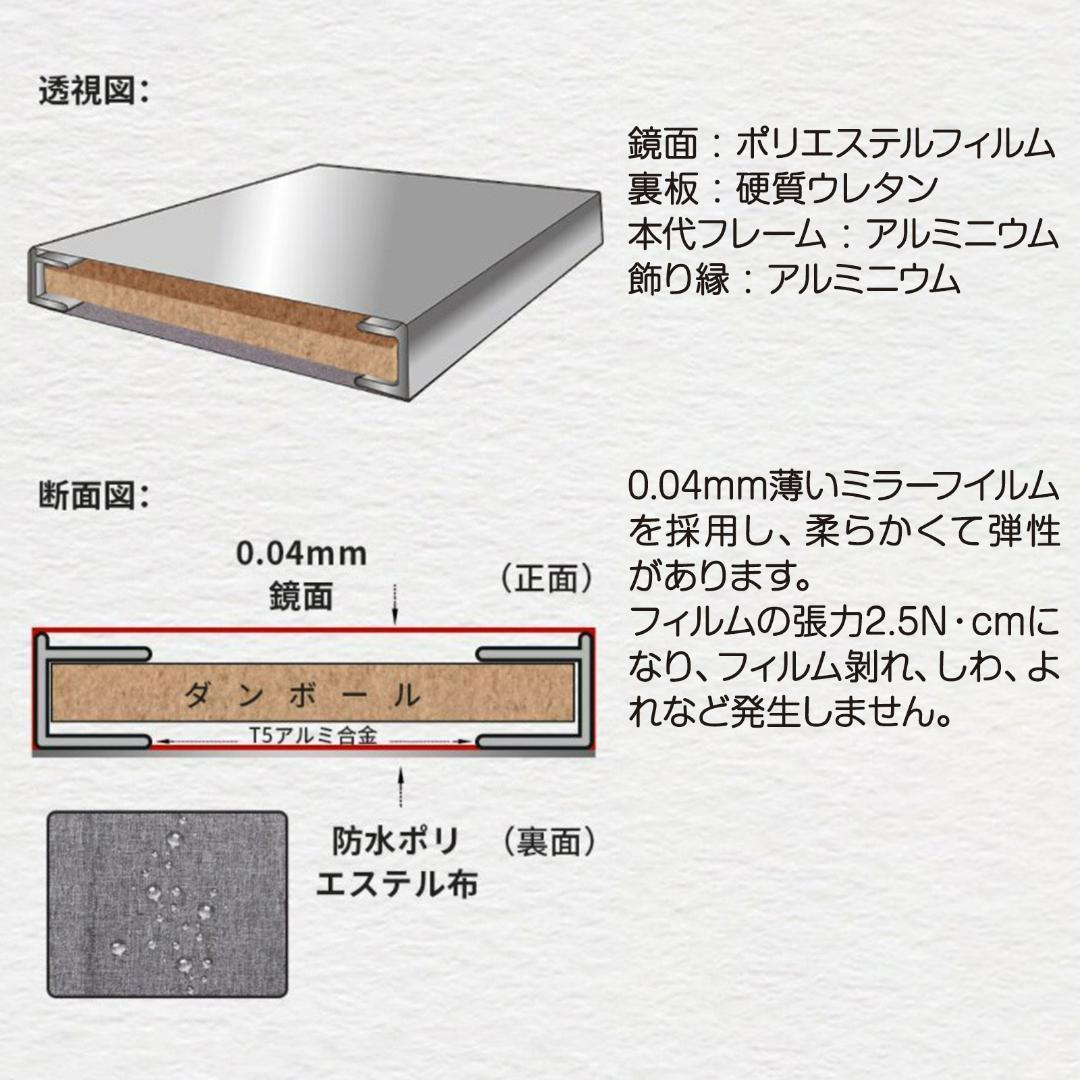 割れない鏡 スタンドミラー 全身鏡 幅60×高さ160cm スタンド付き（銀）