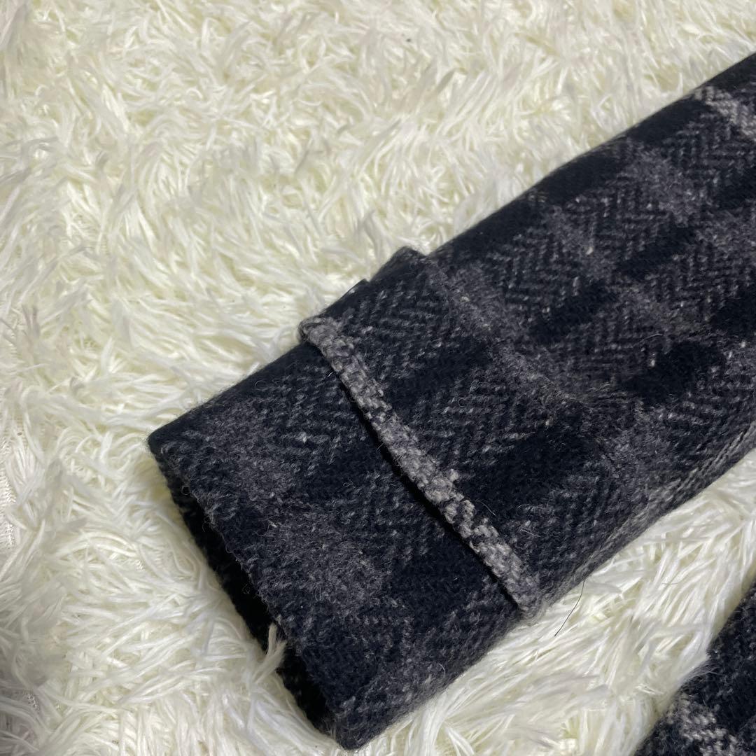 極美品　DAKS ダックス　ダッフルコート　黒グレー　チェック　トグル　40 L