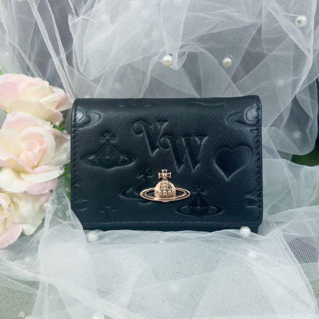 VivienneWestwoodエンボス加工 黒 三つ折り財布