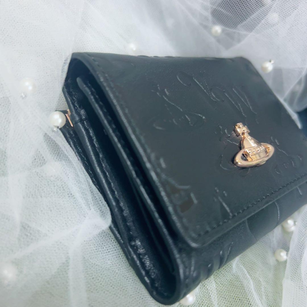 VivienneWestwoodエンボス加工 黒 三つ折り財布
