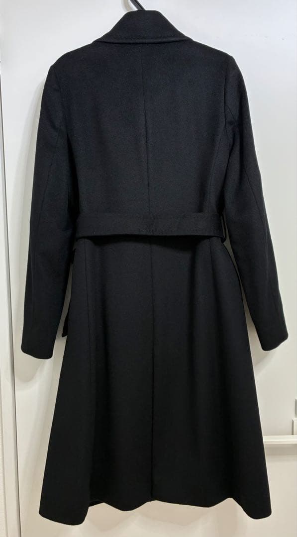 極美品７号イネドINED カシミヤ100%ラップコート 黒　冠婚葬祭フォーマル