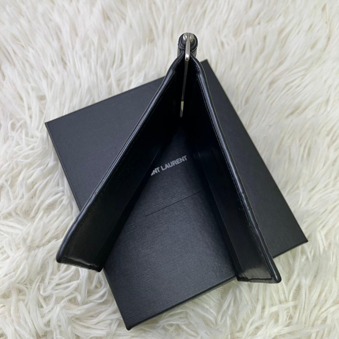 ⭐️極美品⭐️ サンローラン　マネークリップ　クロコ型押し　シルバー金具