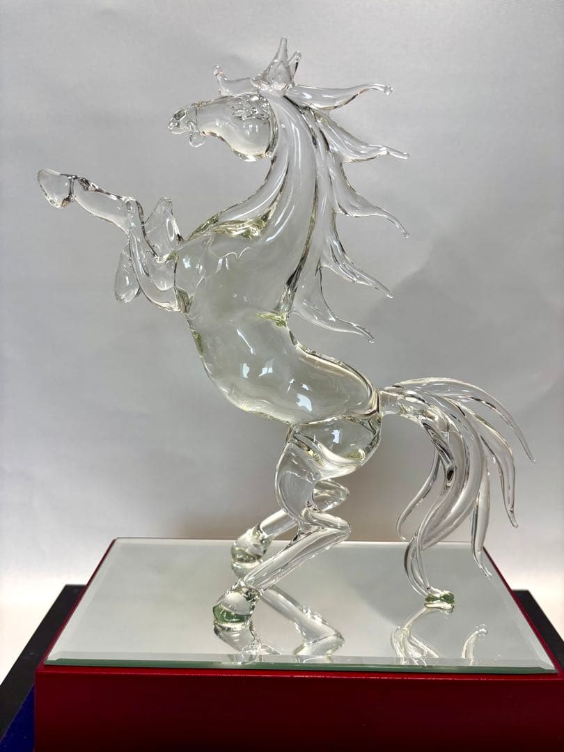 #水晶製 騎立ち馬オブジェ ケース付