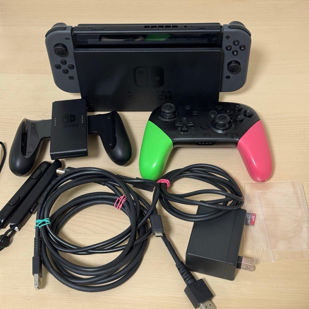 Nintendo Switch グレー本体＋プロコン　マイクロSD付き【中古】