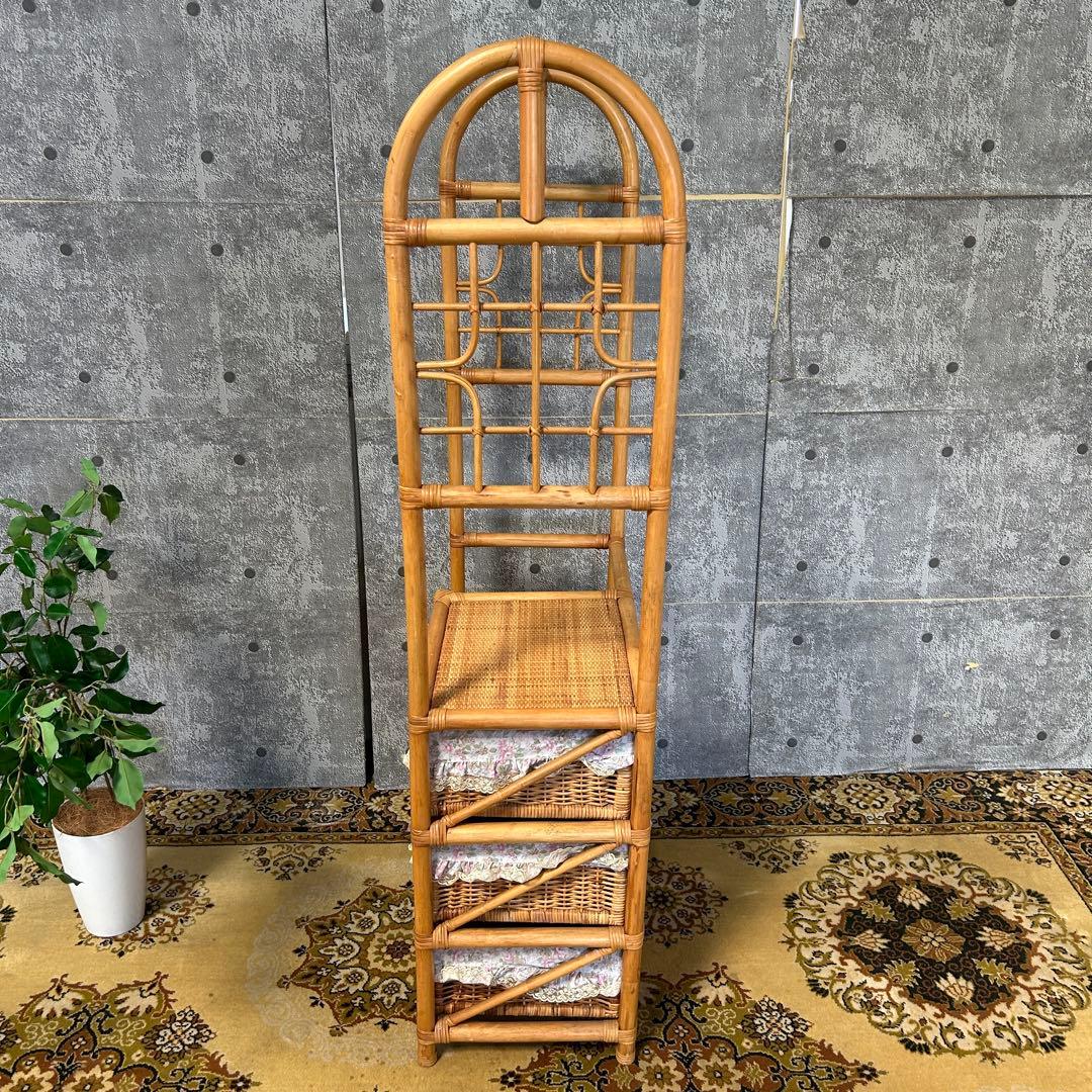 二合꧁籐家具꧂ラタンハンガーラック 衣類 衣服 洋服 収納 昭和レトロ