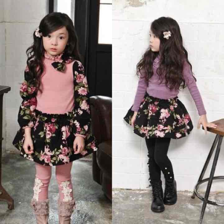 金柑【韓国子供服】フラワースカート★暖か裏地付き☆140㎝