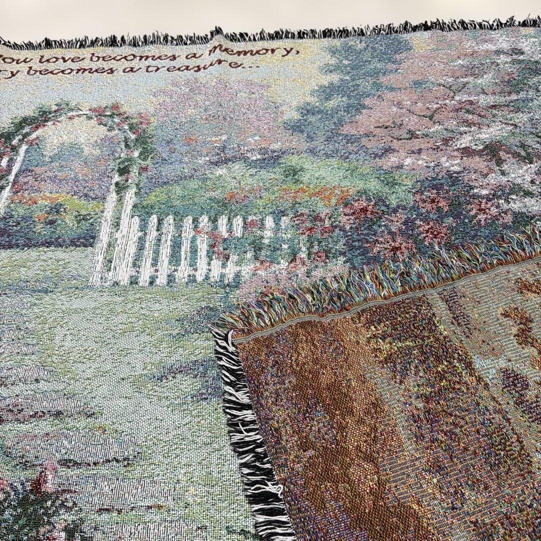 絵画風　花　マルチカバー　ソファカバー　ヴィンテージラグ　137x182