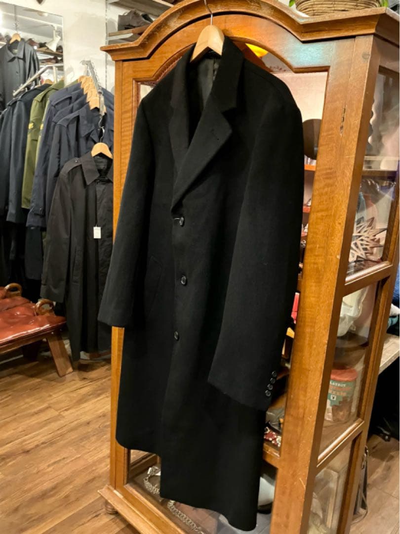 【善玉マン様】カシミア100% ロングチェスターコート　ブラック