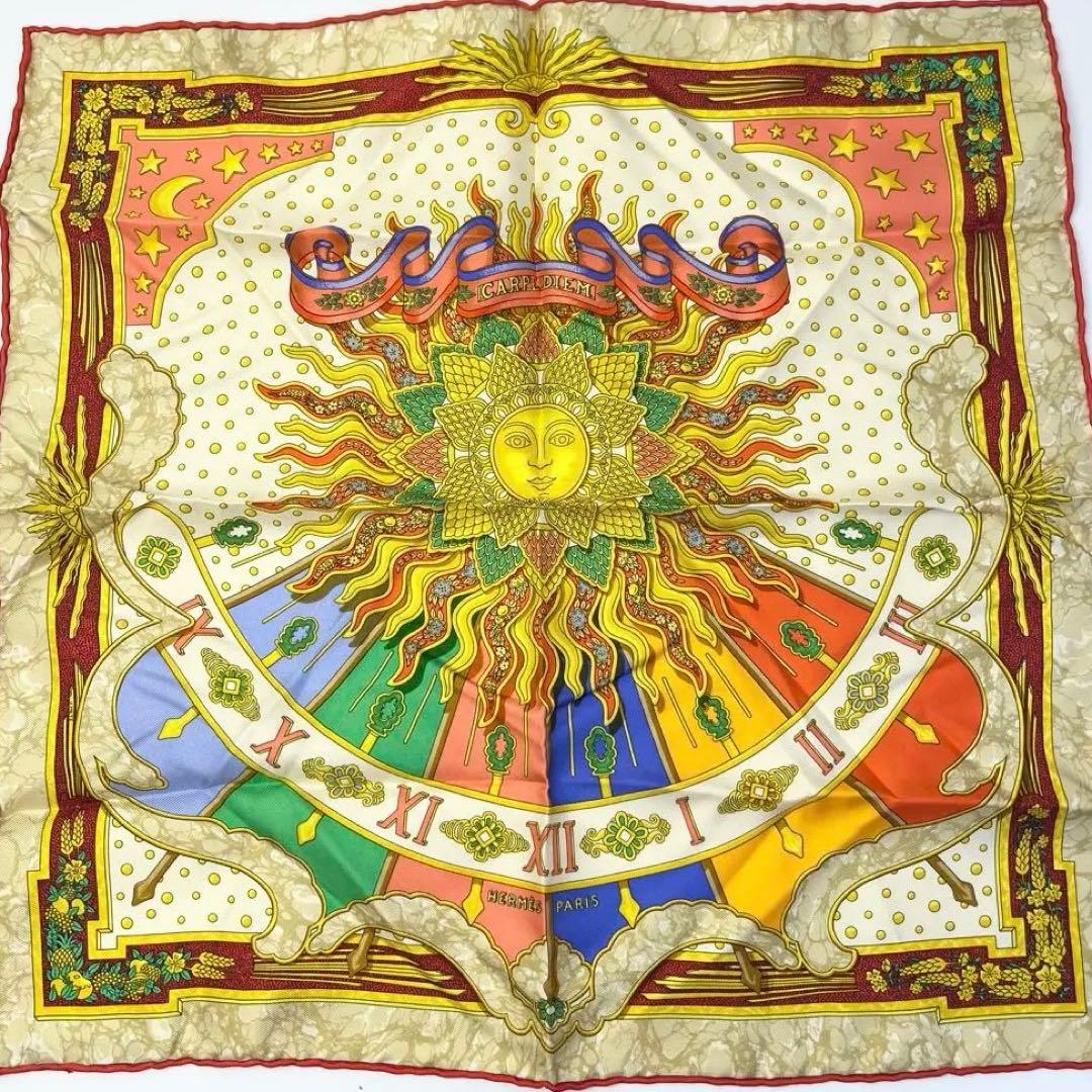 ミーマン HERMES ミニスカーフ シルク製 CARPE DIEM カレ