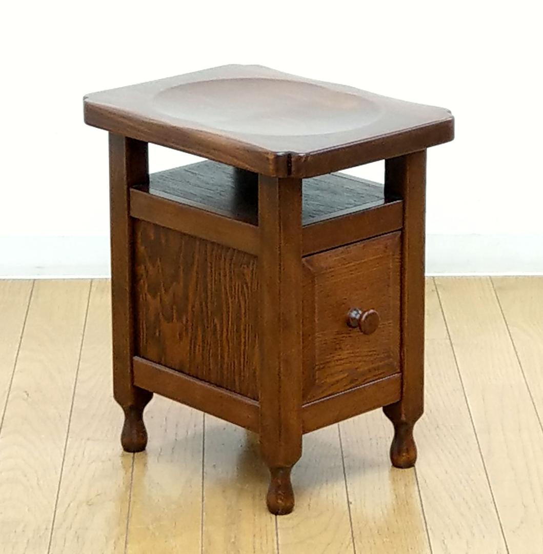 美品 吉田璋也デザイン 鳥取民芸木工 木製 欅(ケヤキ) 無垢 引出付スツール