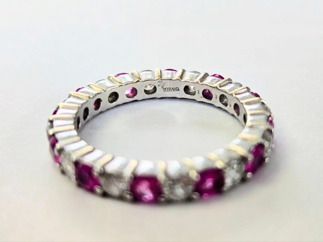 ポンテヴェキオ/K18WG/ルビーダイヤ/フルエタニティーリング/12号