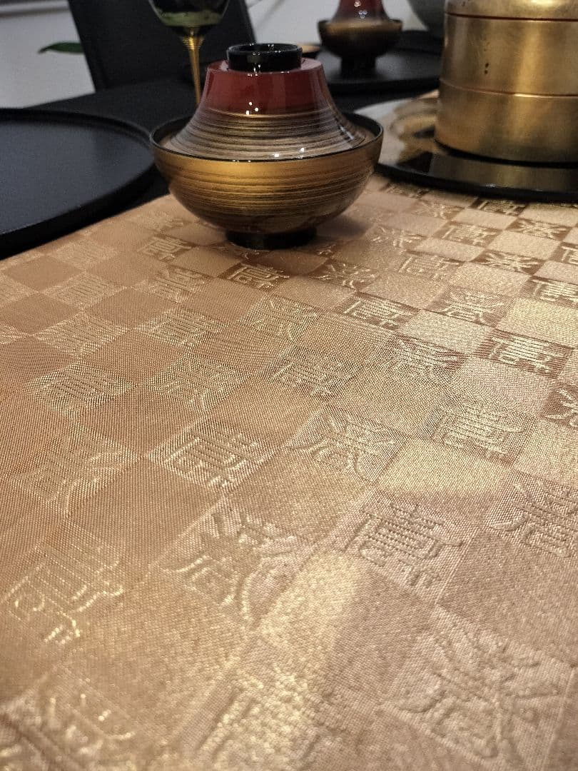 A925★逸品‼️全通帯‼️市松文字‼️正絹テーブルランナー2m7cm