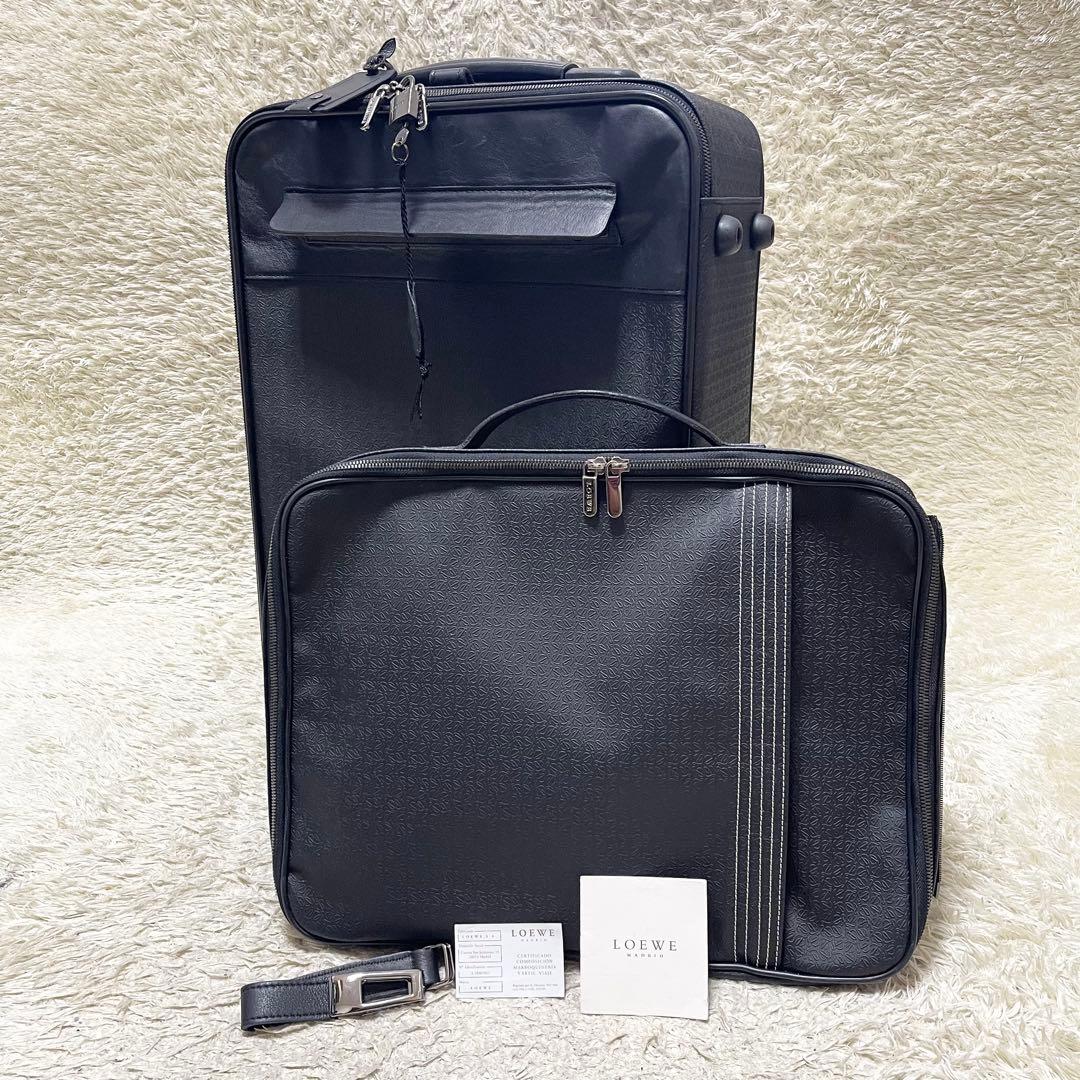 【特大容量】LOEWE キャリーケース　ビジネスバッグ　2way アナグラム　黒