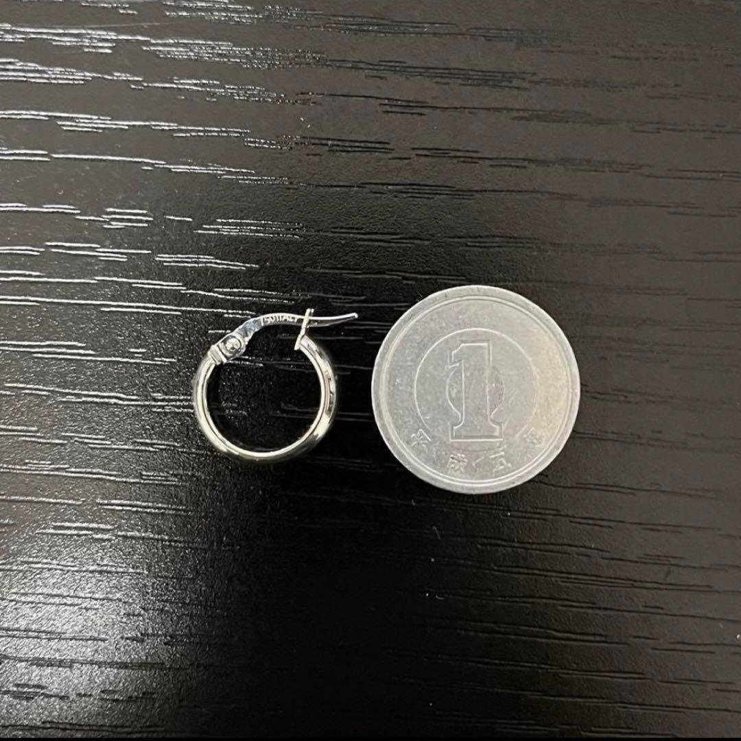 18K 18金 ホワイトゴールド ピアス フープ15mm