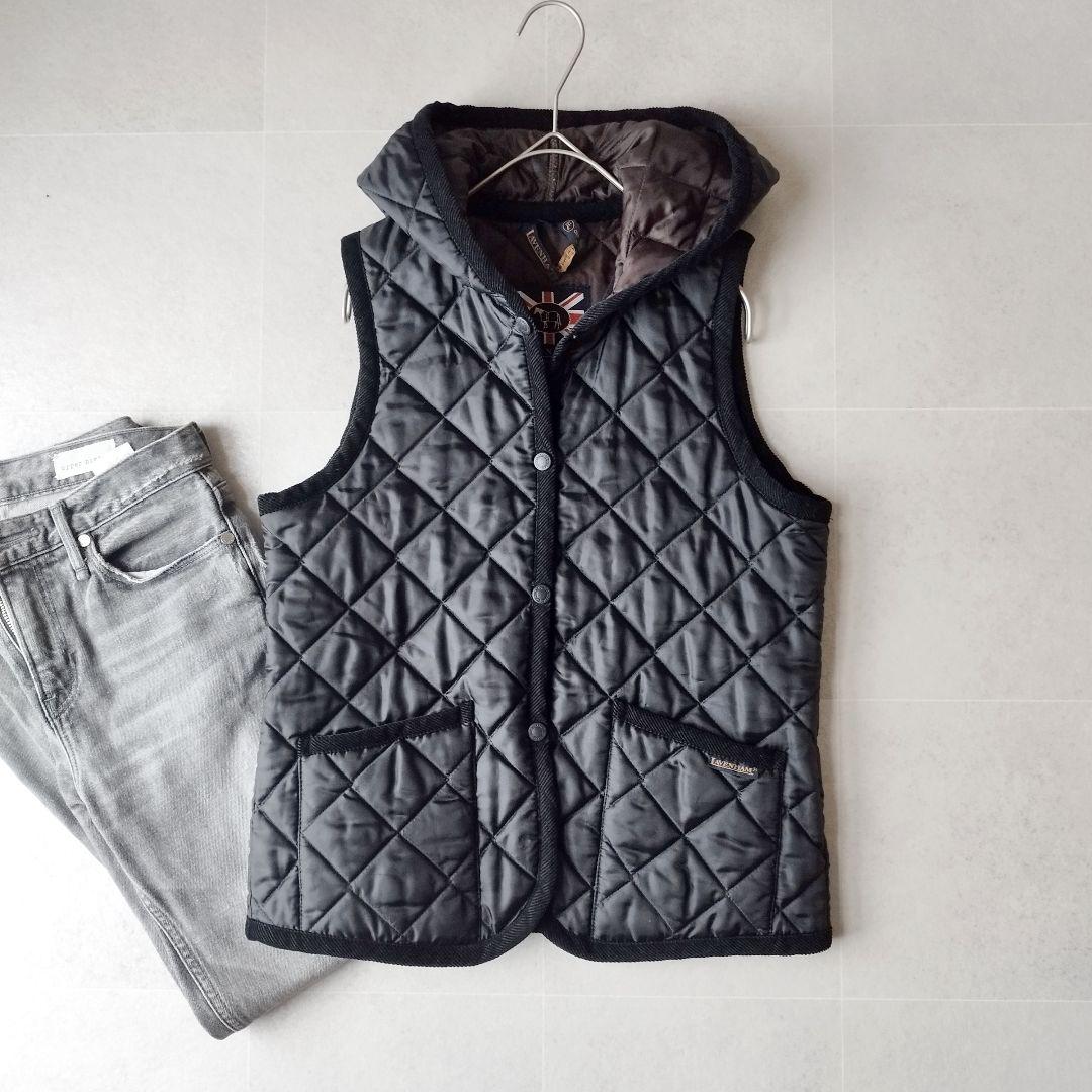 英国製 ラベンハム キルティングジャケット フーディーダウンベスト Sサイズ 黒